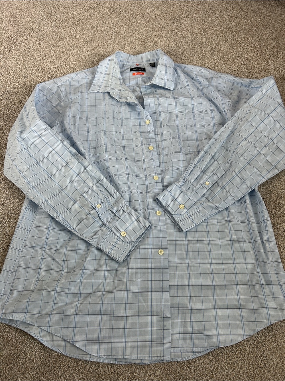 Van Heusen Light Blue Plaid Dress Shirt